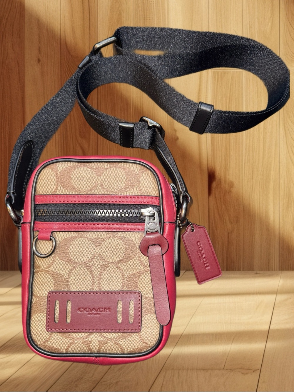 Coach F89033 Terrain Crossbody Colorblock Signature Canvas Red